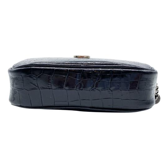 Saint Laurent Lou Ysl Monogram Camera Mini In Croc-embossed Black Leather Cross Body Bag