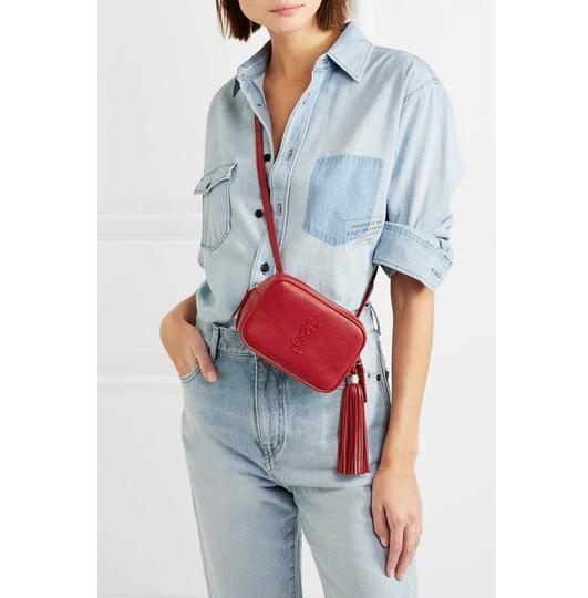 Saint Laurent Loulou Belt Lou Monogram Textured Embossed Red Leather Cross Body Bag