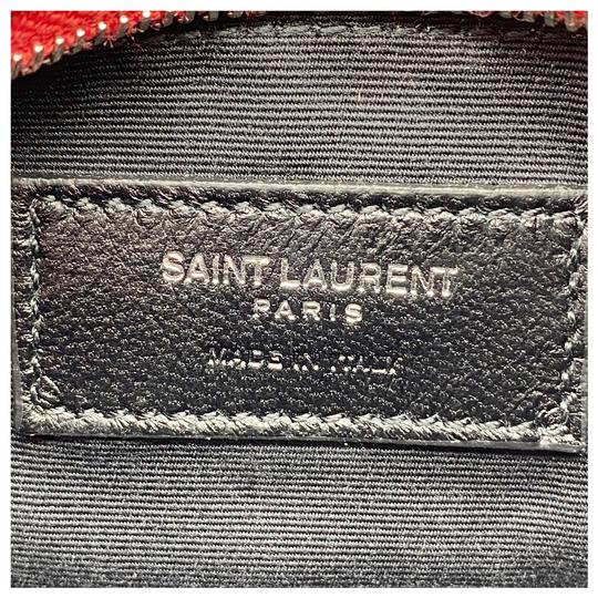 Saint Laurent Loulou Belt Lou Monogram Textured Embossed Red Leather Cross Body Bag