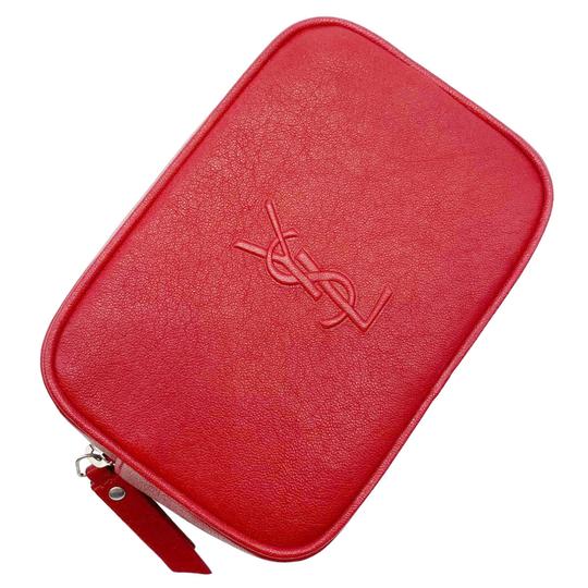 Saint Laurent Loulou Belt Lou Monogram Textured Embossed Red Leather Cross Body Bag