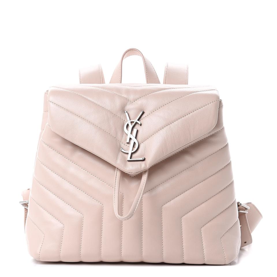 Saint Laurent Loulou Quilted Small Marble Pink Monogram Calfskin Leather Backpack