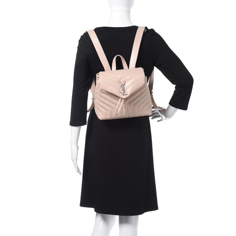 Saint Laurent Loulou Quilted Small Marble Pink Monogram Calfskin Leather Backpack