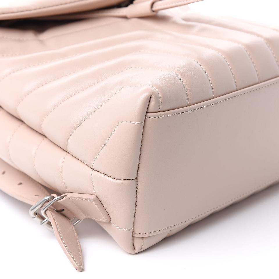 Saint Laurent Loulou Quilted Small Marble Pink Monogram Calfskin Leather Backpack