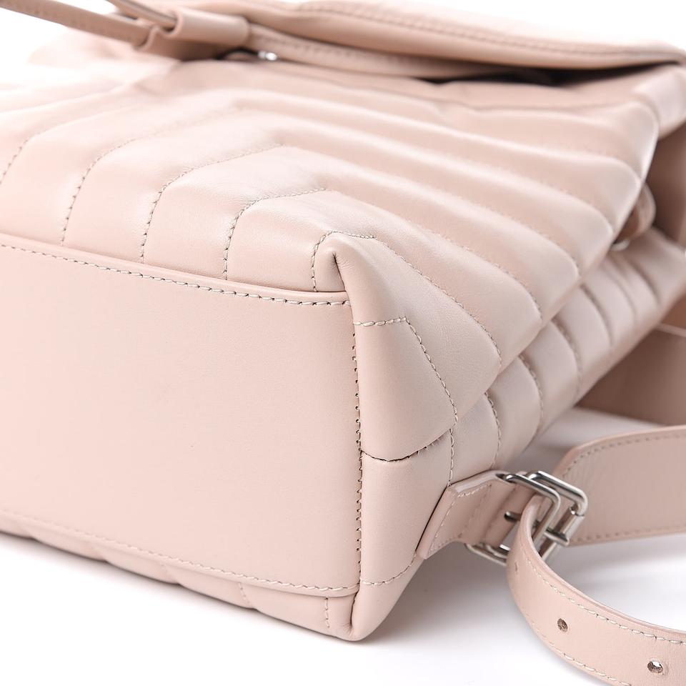 Saint Laurent Loulou Quilted Small Marble Pink Monogram Calfskin Leather Backpack