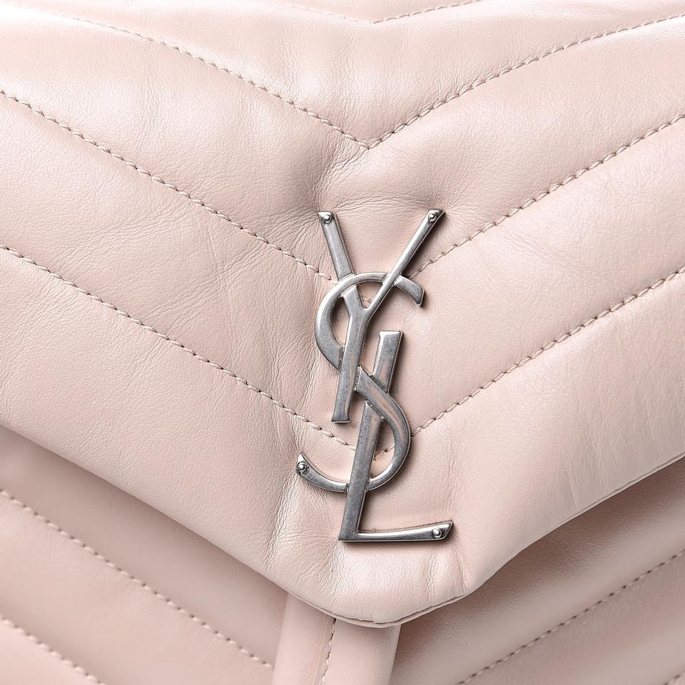 Saint Laurent Loulou Quilted Small Marble Pink Monogram Calfskin Leather Backpack
