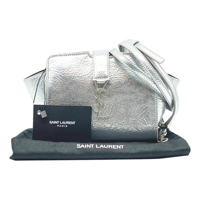 NEW Saint Laurent Monogram Cabas Toy Metallic Leather Cross Body Bag