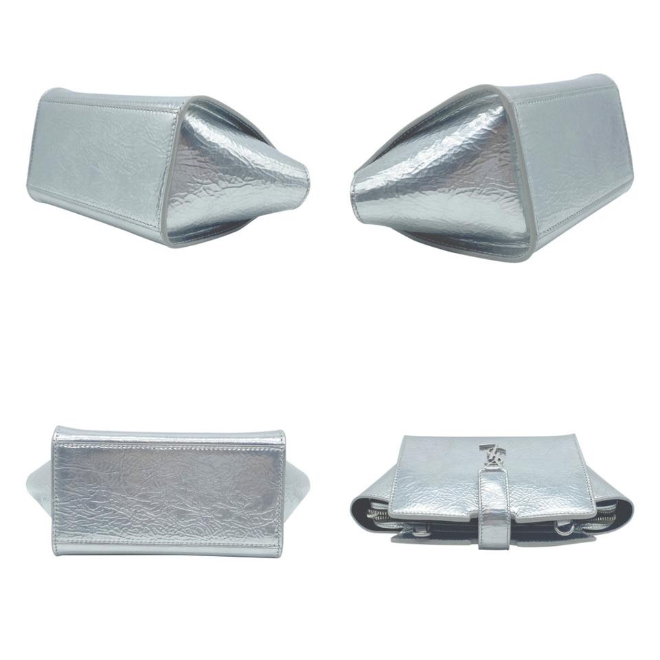 NEW Saint Laurent Monogram Cabas Toy Metallic Leather Cross Body Bag