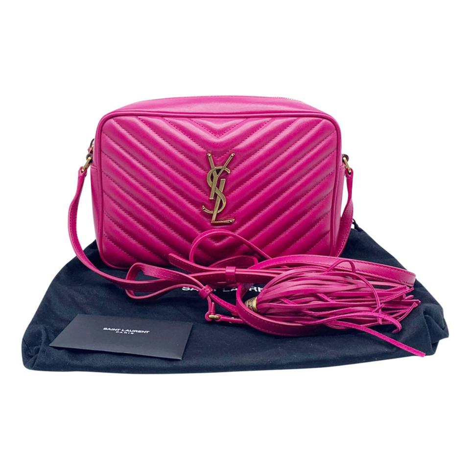 Saint Laurent Monogram Camera Lou Calfskin Matelasse Bright Pink Leather Shoulder Bag