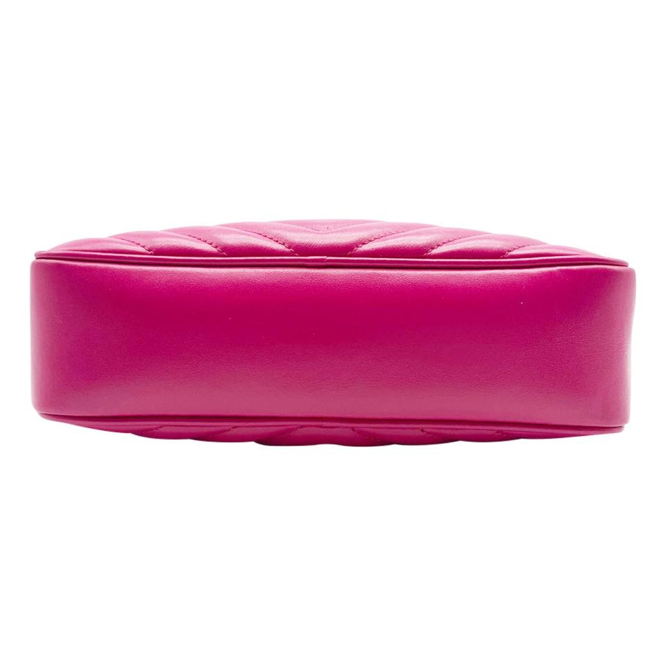 Saint Laurent Monogram Camera Lou Calfskin Matelasse Bright Pink Leather Shoulder Bag