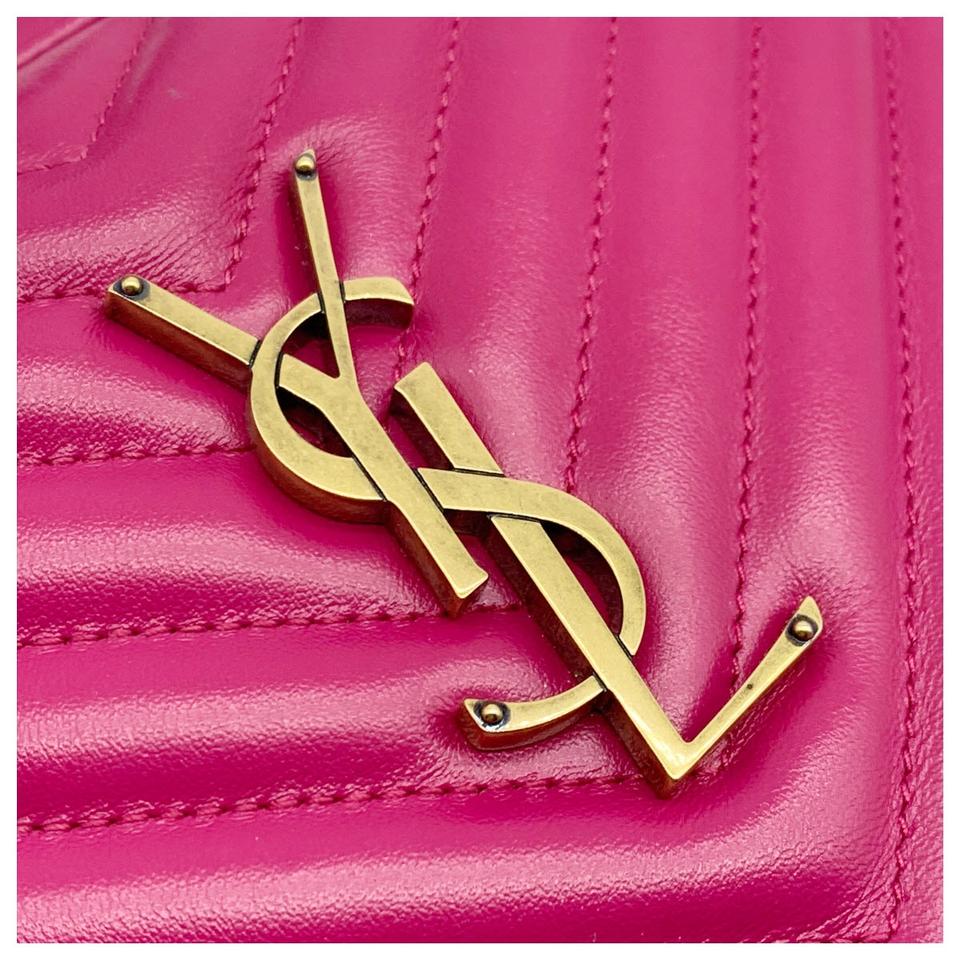 Saint Laurent Monogram Camera Lou Calfskin Matelasse Bright Pink Leather Shoulder Bag