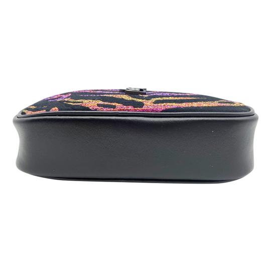 Saint Laurent Monogram Camera Lou Mini Tiger Stripe Black Leather Cross Body Bag