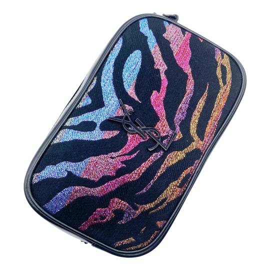 Saint Laurent Monogram Camera Lou Mini Tiger Stripe Black Leather Cross Body Bag