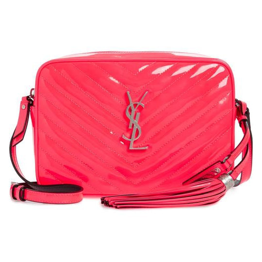 Saint Laurent Monogram Camera Lou New Fuchsia Gold Pink Leather Cross Body Bag