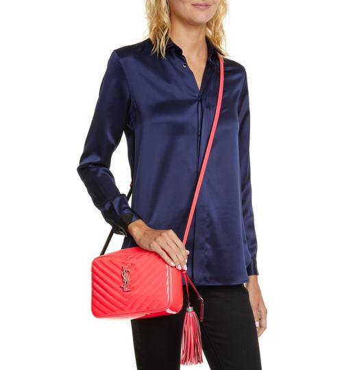 Saint Laurent Monogram Camera Lou New Fuchsia Gold Pink Leather Cross Body Bag