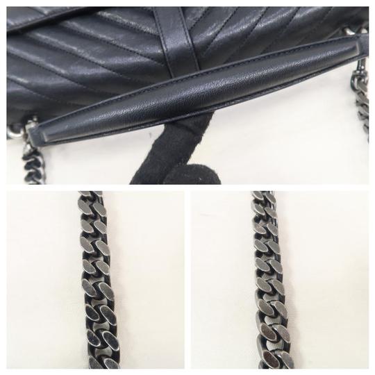 Saint Laurent Monogram College Large Black Calfskin Leather Satchel