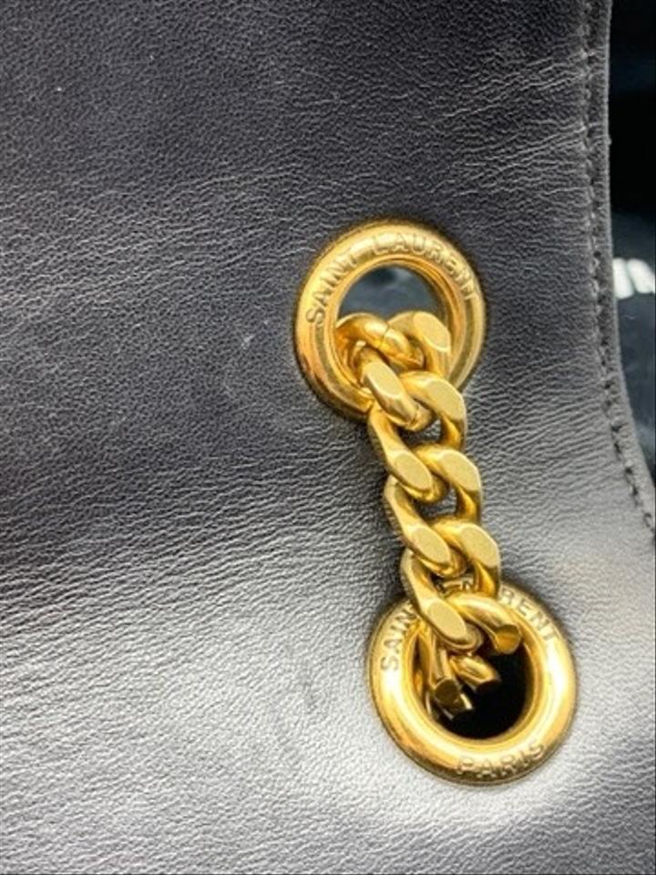 Saint Laurent Monogram Collège Medium Envelope Chain Black Leather Shoulder Bag