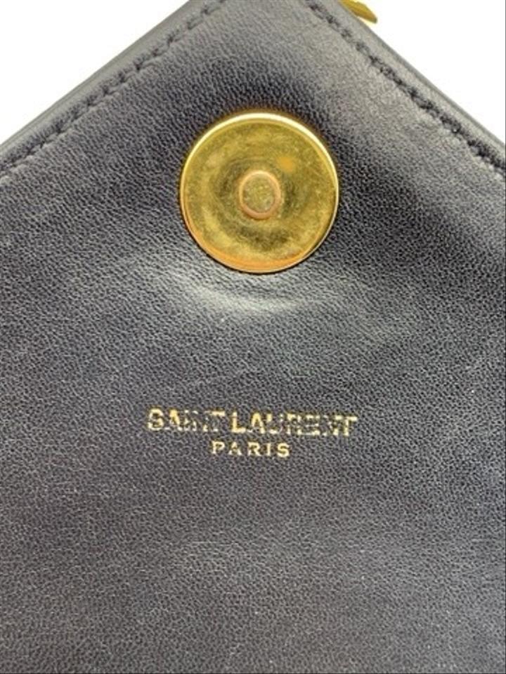 Saint Laurent Monogram Collège Medium Envelope Chain Black Leather Shoulder Bag