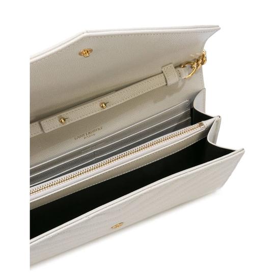 Saint Laurent Monogram Envelope Chain Wallet Woc White Leather Cross Body Bag