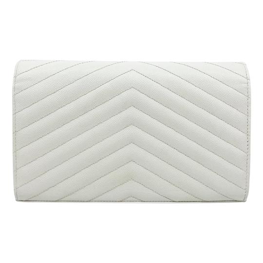 Saint Laurent Monogram Envelope Chain Wallet Woc White Leather Cross Body Bag