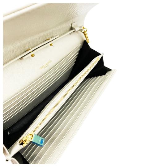 Saint Laurent Monogram Envelope Chain Wallet Woc White Leather Cross Body Bag