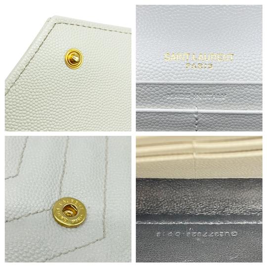 Saint Laurent Monogram Envelope Chain Wallet Woc White Leather Cross Body Bag