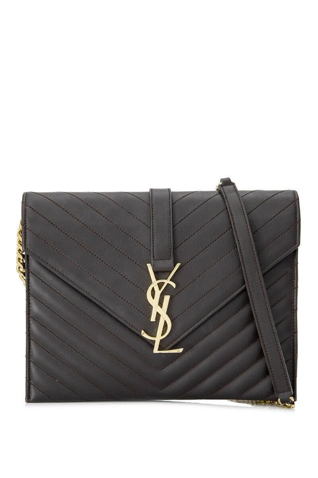 Saint Laurent Monogram Envelope Crossbody Matelasse Burgundy Leather Shoulder Bag