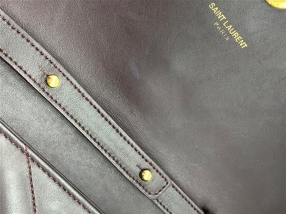 Saint Laurent Monogram Envelope Crossbody Matelasse Burgundy Leather Shoulder Bag