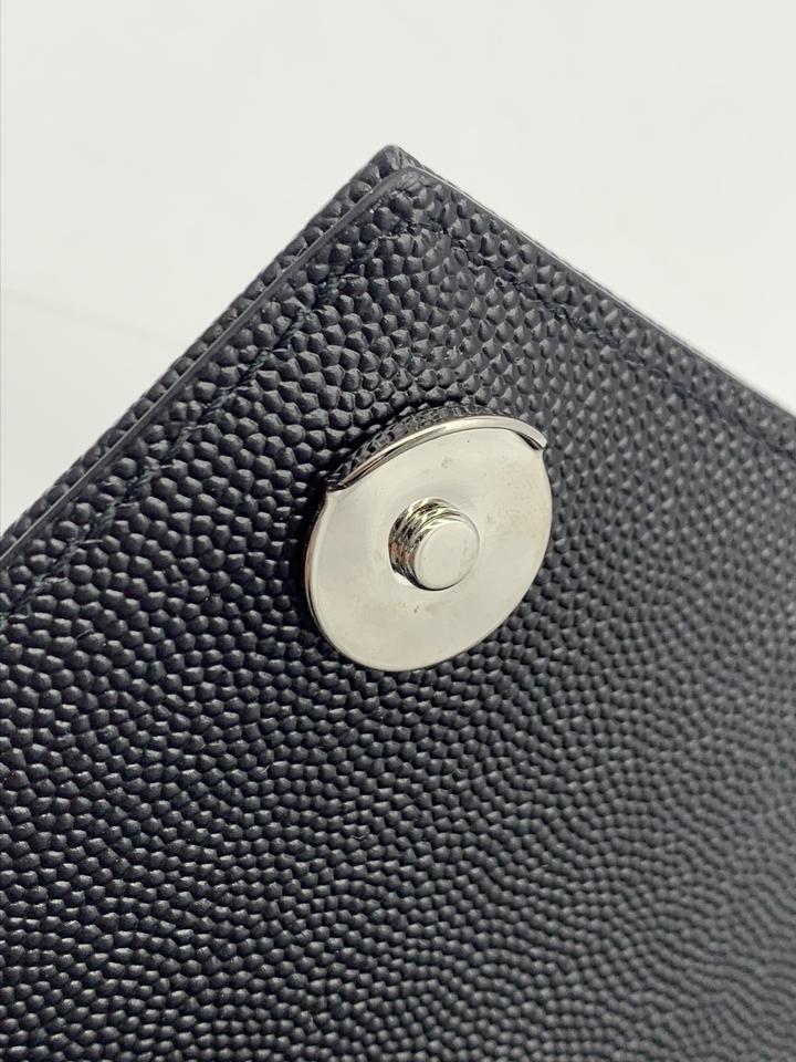 Saint Laurent Monogram Envelope Shoulder Medium Tri-quilted Matelasse Grain De Poudre Flap Black Leather Cross Body Bag