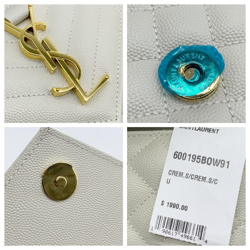 Saint Laurent Monogram Envelope Small Mono Calfskin Triquilt White Leather Shoulder Bag