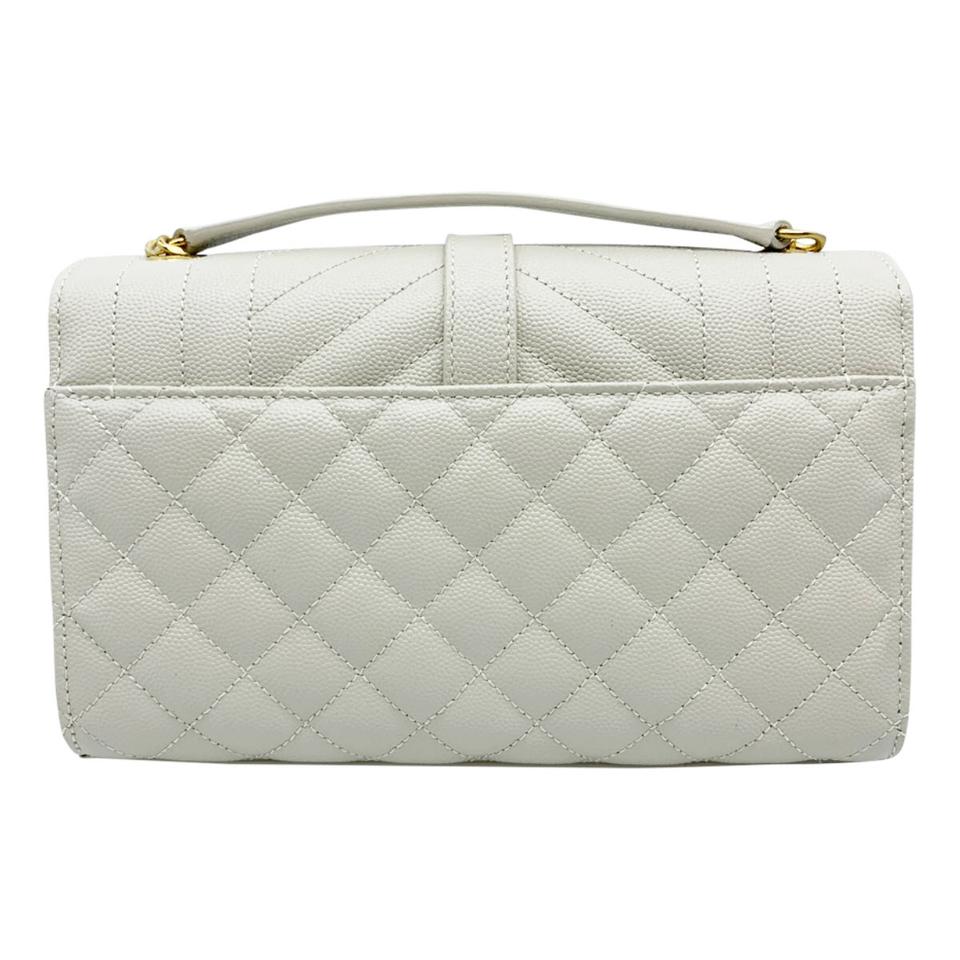 Saint Laurent Monogram Envelope Small Mono Calfskin Triquilt White Leather Shoulder Bag