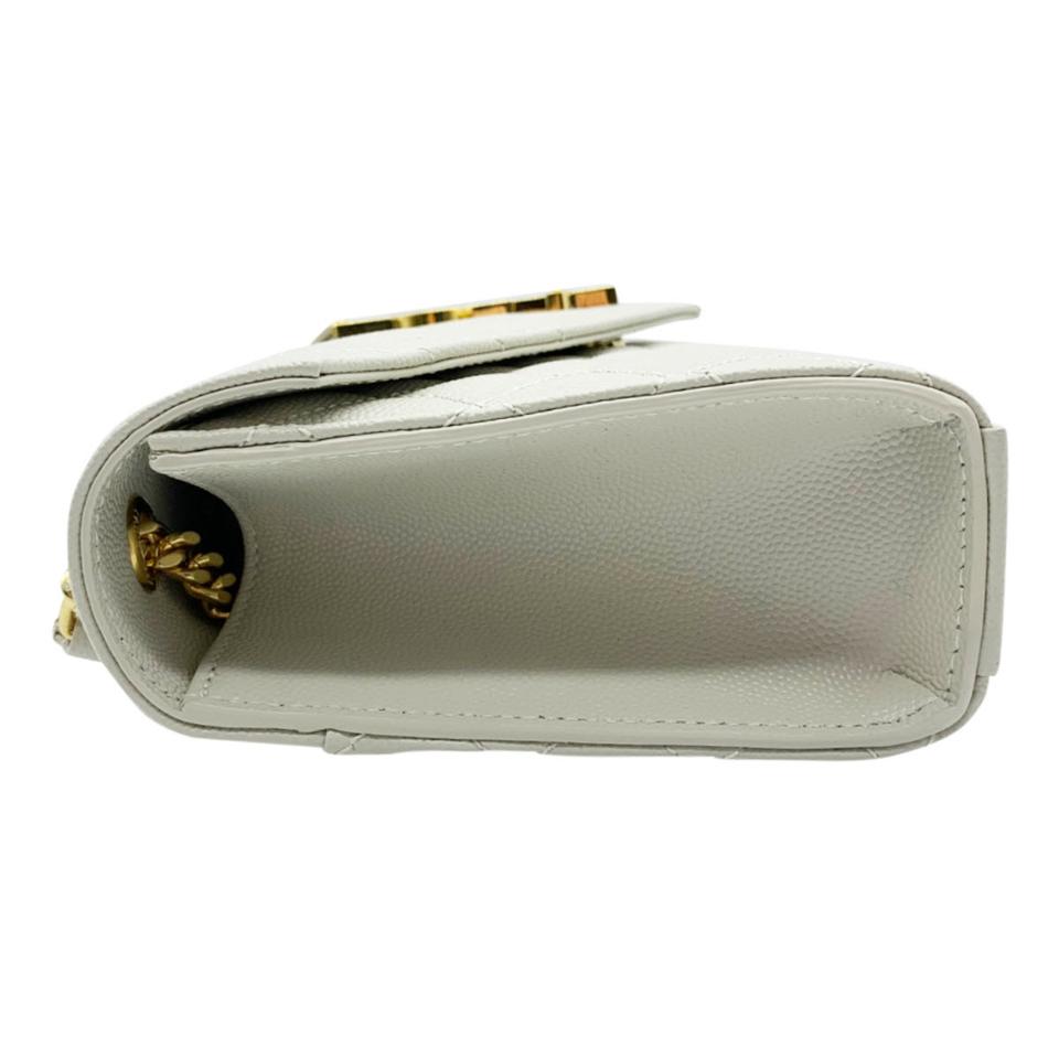 Saint Laurent Monogram Envelope Small Mono Calfskin Triquilt White Leather Shoulder Bag