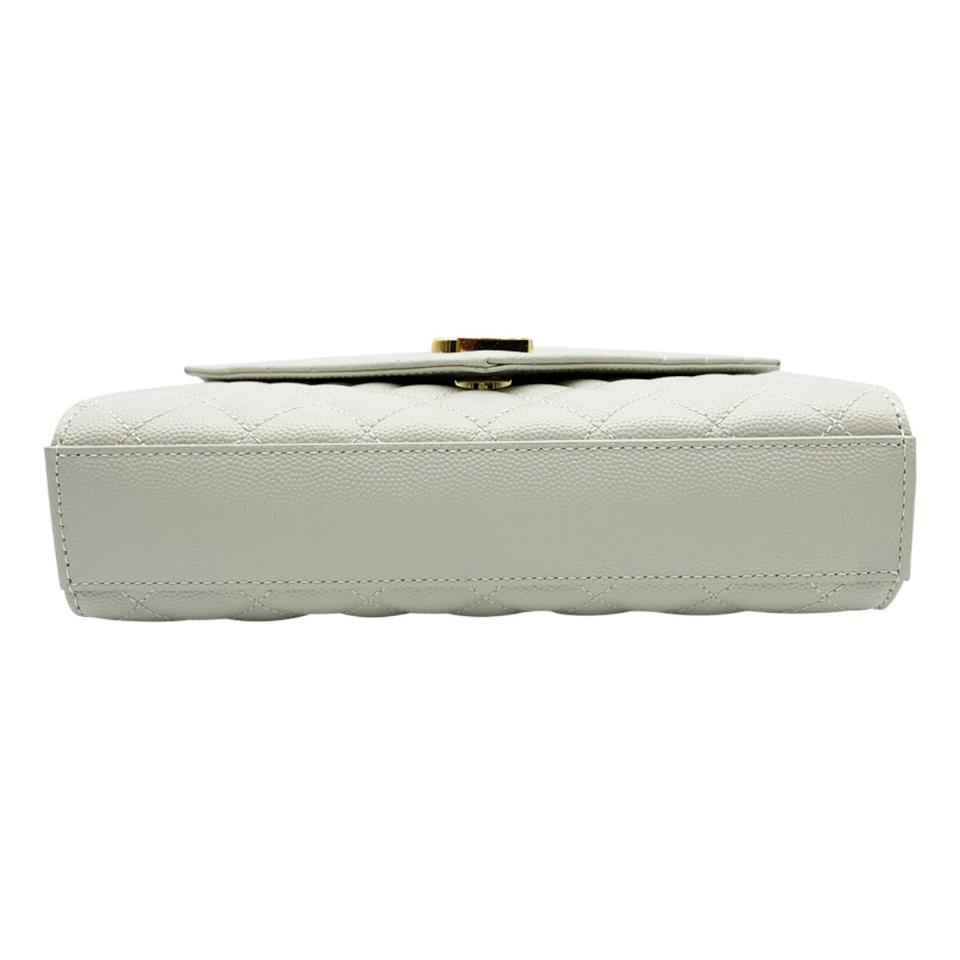 Saint Laurent Monogram Envelope Small Mono Calfskin Triquilt White Leather Shoulder Bag