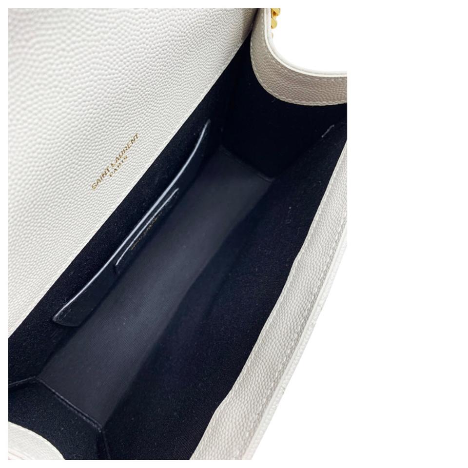 Saint Laurent Monogram Envelope Small Mono Calfskin Triquilt White Leather Shoulder Bag