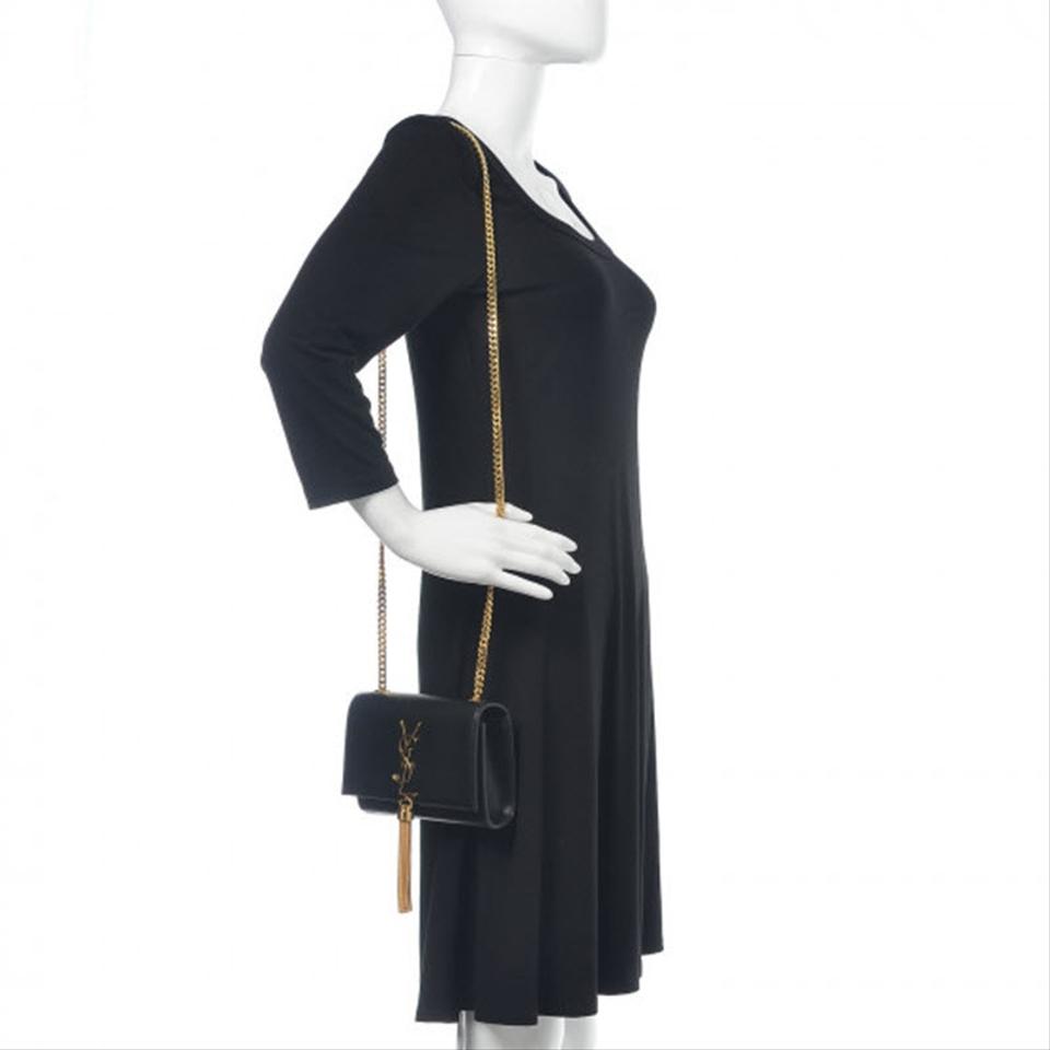 Saint Laurent Monogram Kate Calfskin Small Classic Tassel Satchel Black Leather Shoulder Bag
