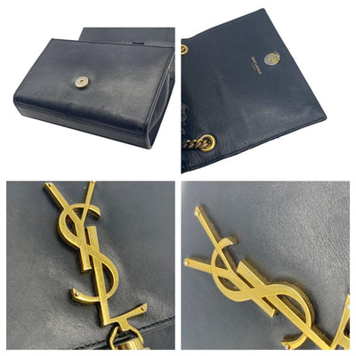 Saint Laurent Monogram Kate Calfskin Small Classic Tassel Satchel Black Leather Shoulder Bag