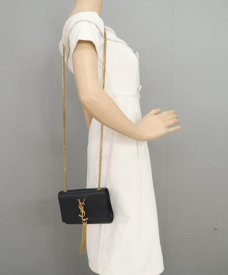 Saint Laurent Monogram Kate Calfskin Small Classic Tassel Satchel Black Leather