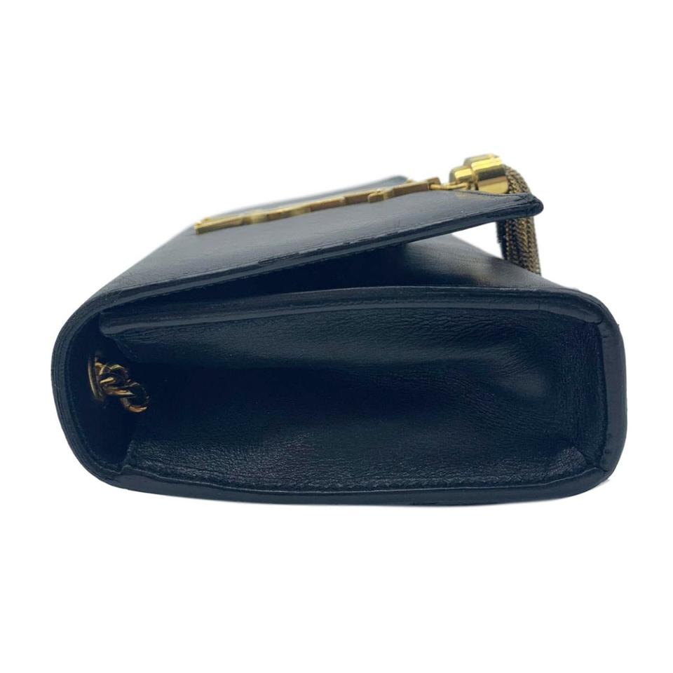 Saint Laurent Monogram Kate Calfskin Small Classic Tassel Satchel Black Leather Shoulder Bag