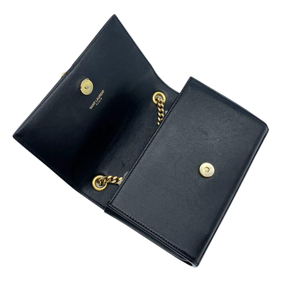 Saint Laurent Monogram Kate Calfskin Small Classic Tassel Satchel Black Leather