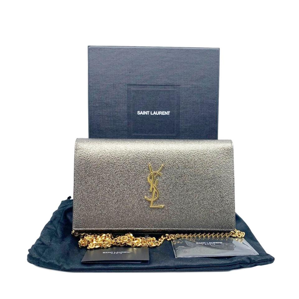 NEW Saint Laurent Monogram Kate Chain Wallet Wallet On Chain / Silver/Erosion