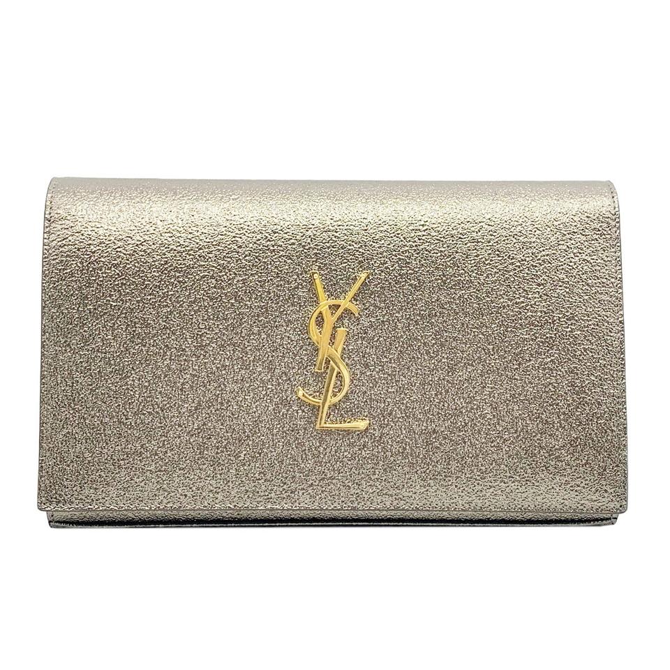NEW Saint Laurent Monogram Kate Chain Wallet Wallet On Chain / Silver/Erosion