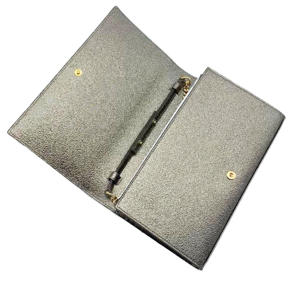 NEW Saint Laurent Monogram Kate Chain Wallet Wallet On Chain / Silver/Erosion