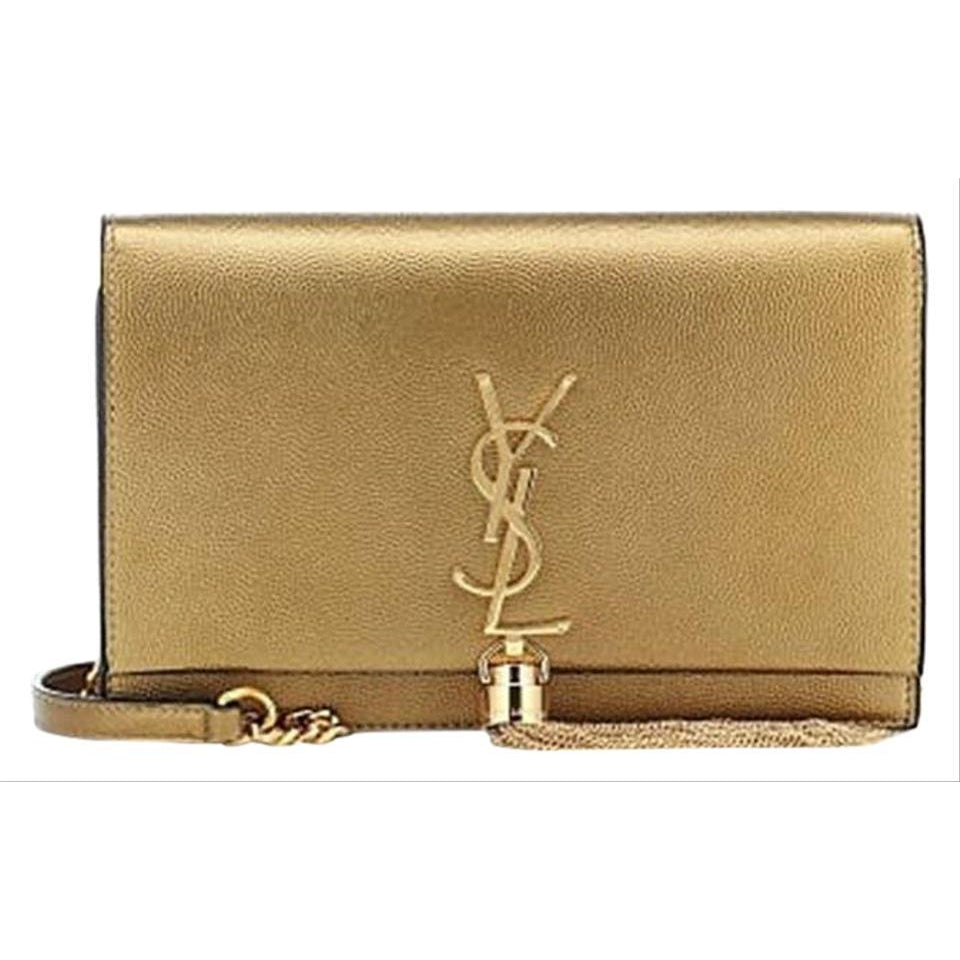 Saint Laurent Monogram Kate Chain Wallet Tassel Metallic Bronze Gold Leather Shoulder Bag