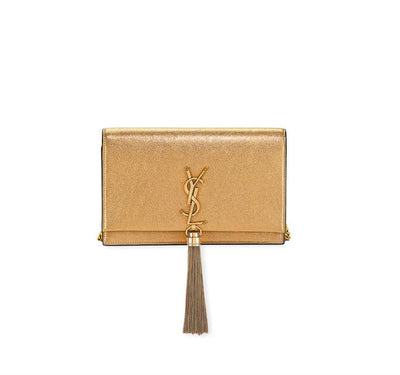 Saint Laurent Monogram Kate Chain Wallet Tassel Metallic Bronze Gold Leather Shoulder Bag