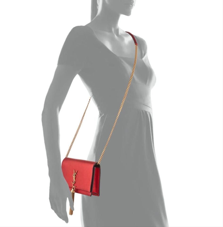 Saint Laurent Monogram Kate Chain Wallet Tassel Metallic Bronze Gold Leather Shoulder Bag