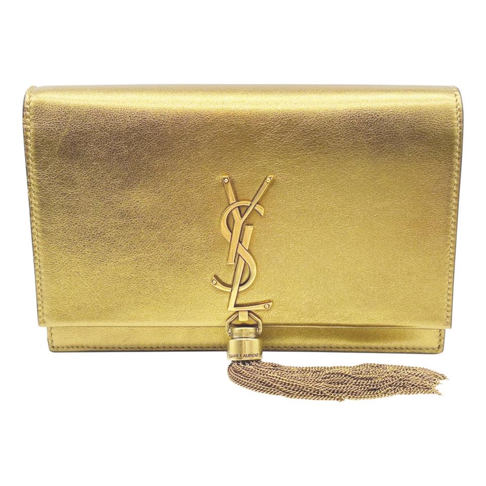 Saint Laurent Monogram Kate Chain Wallet Tassel Metallic Bronze Gold Leather Shoulder Bag
