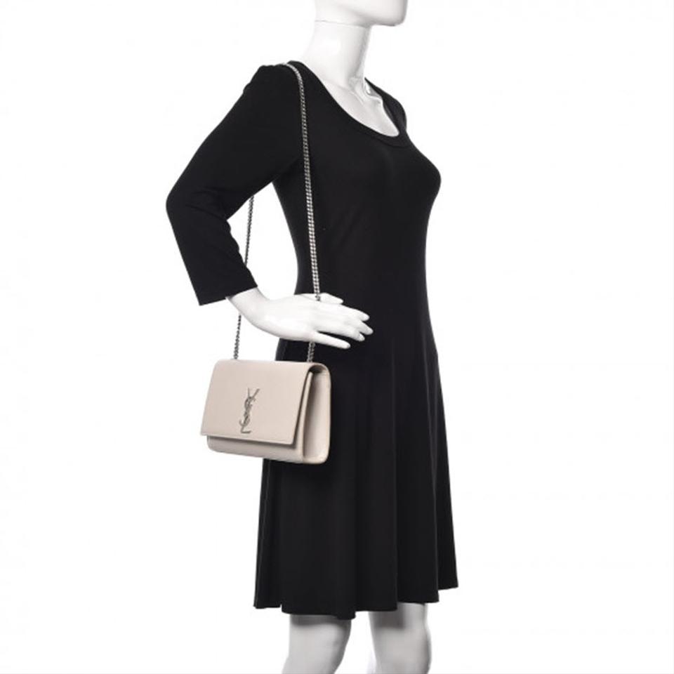 Saint Laurent Monogram Kate Crossbody Medium Grained Monogram White Leather Shoulder Bag