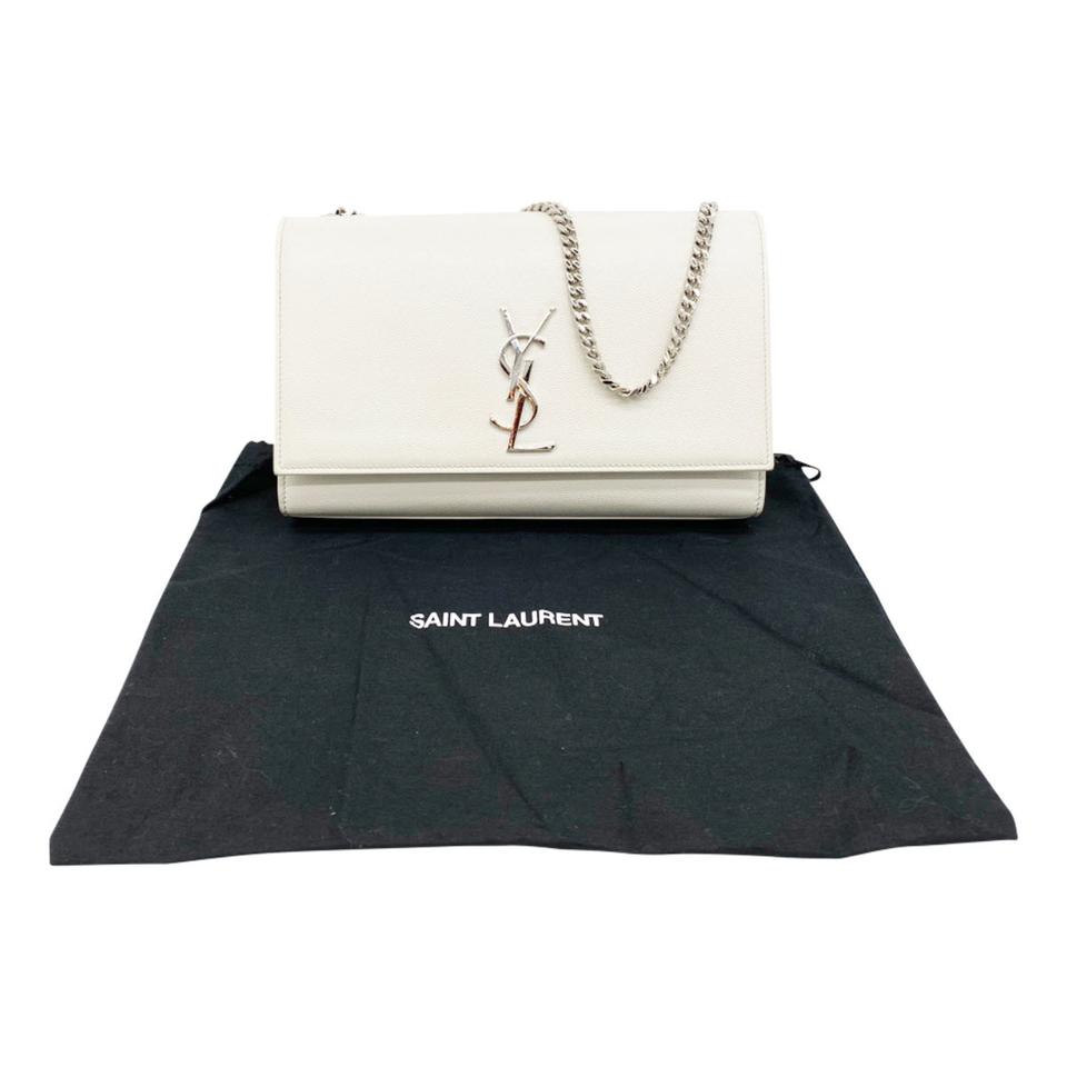 Saint Laurent Monogram Kate Crossbody Medium Grained Monogram White Leather Shoulder Bag