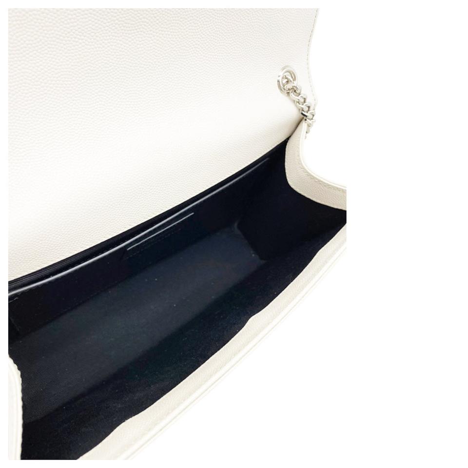 Saint Laurent Monogram Kate Crossbody Medium Grained Monogram White Leather Shoulder Bag