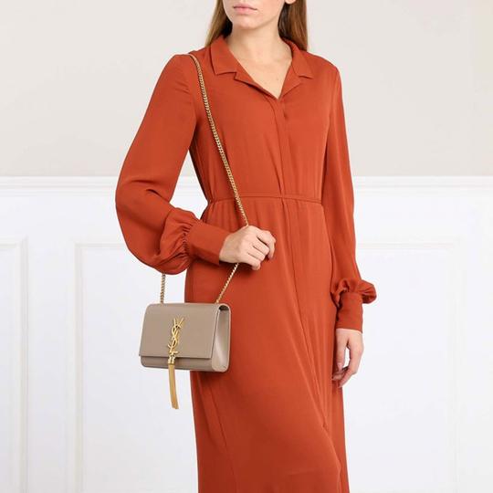 Saint Laurent Monogram Kate Crossbody Monogramme Tassel Chain Medium Dusty Grey Beige Leather Shoulder Bag