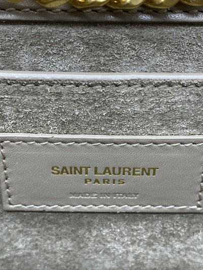 Saint Laurent Monogram Kate Crossbody Monogramme Tassel Chain Medium Dusty Grey Beige Leather Shoulder Bag